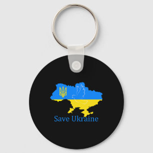 Save Ukraine Support Dove Peace Ukrainian Map Coat Keychain