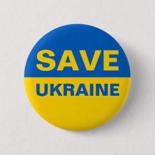 Save Ukraine Ukrainian Flag Button