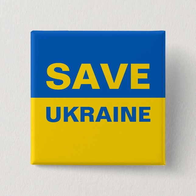 Save Ukraine Ukrainian Flag Button (Front)