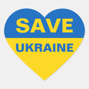 Save Ukraine Ukrainian Flag Heart Sticker