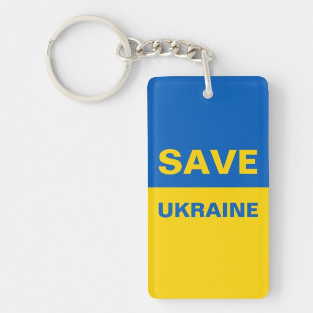 Save Ukraine Ukrainian Flag Keychain (Front)