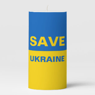 Save Ukraine Ukrainian Flag Pillar Candle