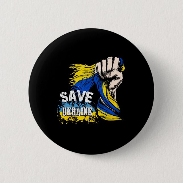 Save Ukraine We Stand With Ukraine Support Ukraine Button (Front)