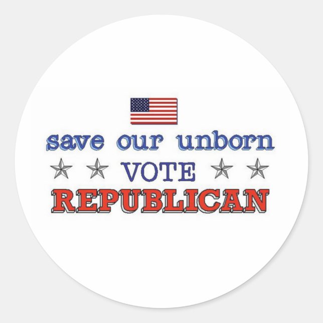 Save Unborn Vote Republican Classic Round Sticker (Front)