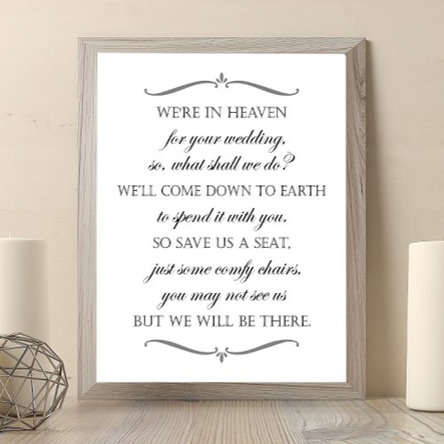 Save Us A Seat Elegant Wedding Memorial Chairs Poster