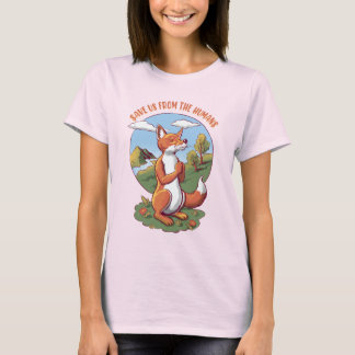 Save Us from the Humans – Praying Fox Design T-Shirt