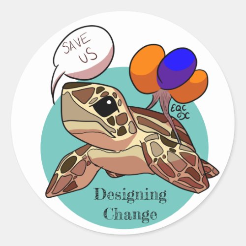 Save Us Sea Turtle Classic Round Sticker