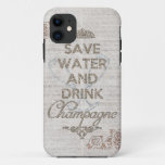 Save Water And Drink Champagne Shabby Glitter Case at Zazzle