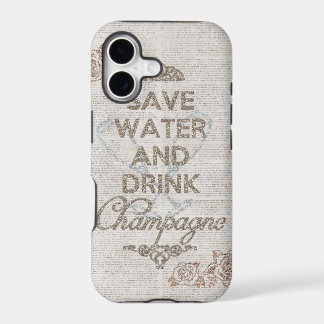 Save Water And Drink Champagne Shabby Glitter Case