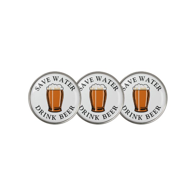 Save Water Drink Beer Golf Ball Marker (3 Up)
