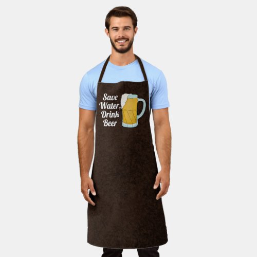 Save Water Drink Beer Quote Funny Watercolor Apron