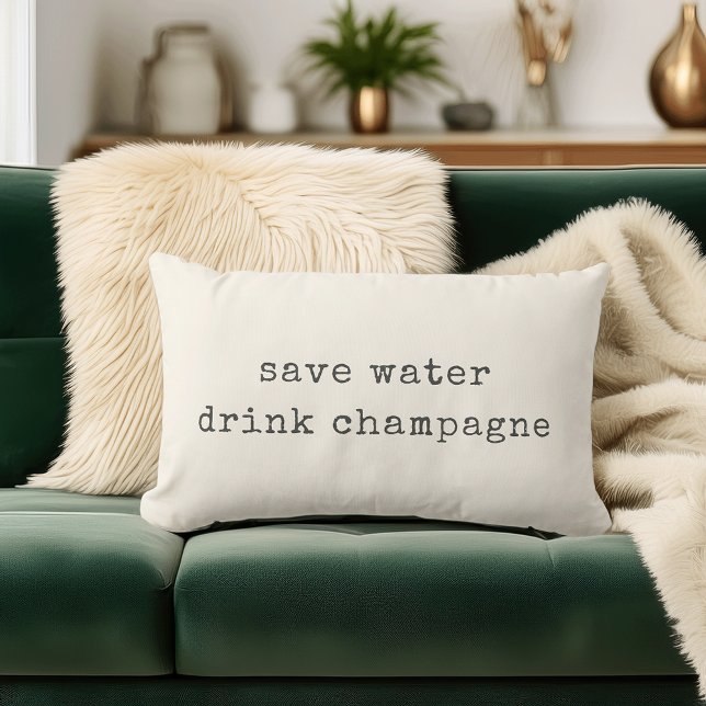 Save Water, Drink Champagne Lumbar Pillow (Creator Uploaded)