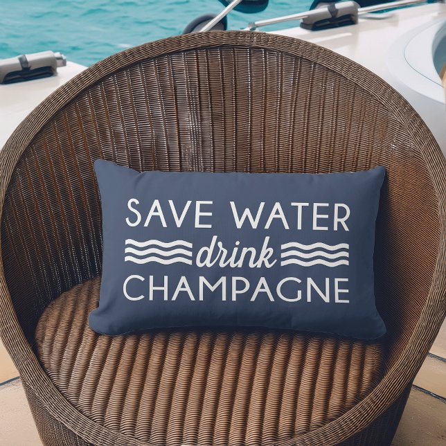 Save Water, Drink Champagne Outdoor Pillow (Creator Uploaded)