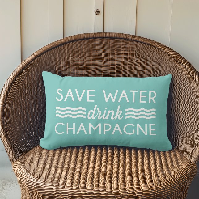 Save Water, Drink Champagne Outdoor Pillow (Creator Uploaded)