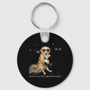 Save Water Drink Margs Golden Retriever Drinking Keychain