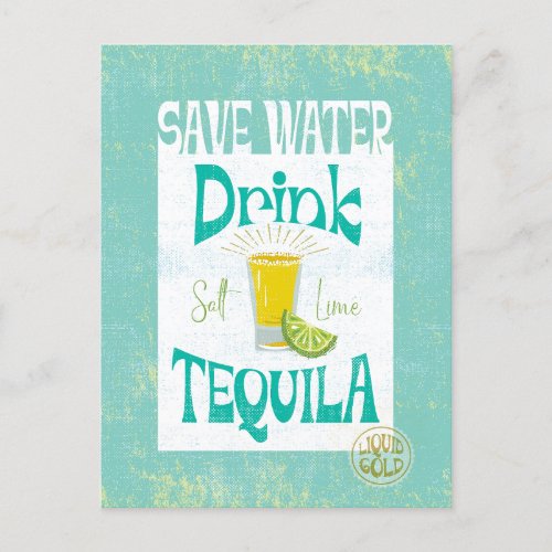 Save Water Drink Tequila Boho Cowgirl Southwestern Postcard