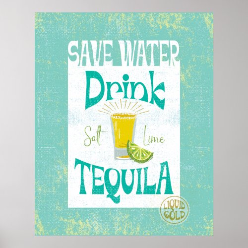 Save Water Drink Tequila Boho Cowgirl Southwestern Poster