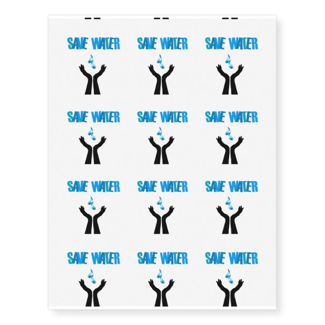 Save water- hands saving water temporary tattoos (Front)