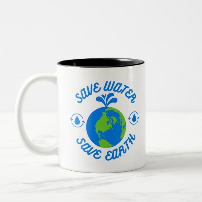 Save Water Save Earth Two-Tone Coffee Mug (Left)