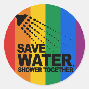 SAVE WATER. SHOWER TOGETHER. CLASSIC ROUND STICKER