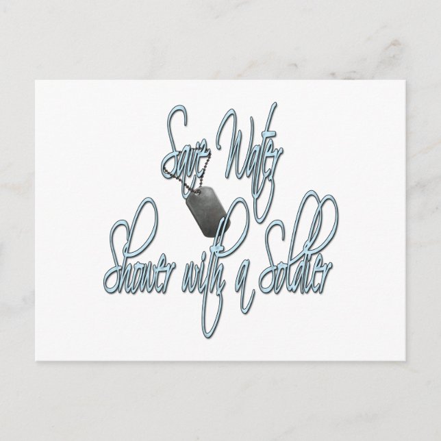 Save Water Shower With A Soldier Postcard (Front)