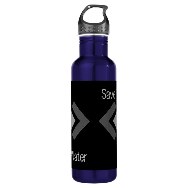 Save Water text Stainless Steel Water Bottle (Front)