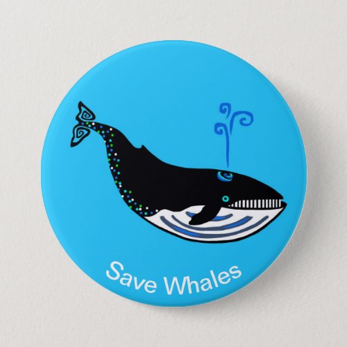 Save WHALES _Animal lover_ Wildlife _ Blue  button