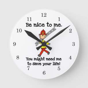 Save Your Life Firefighter Tshirts and Gifts Round Clock