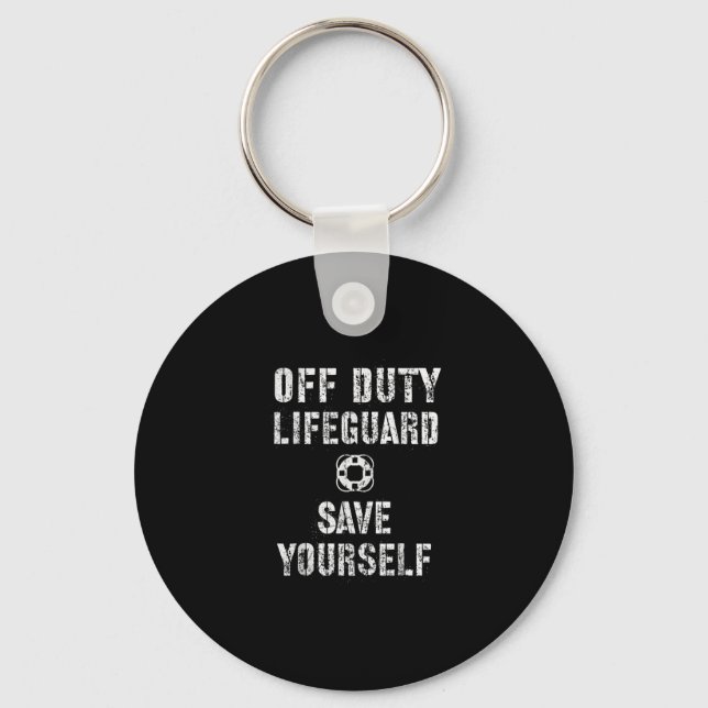 Save Yourself Lifeguard Swimming Pool Guard Off Keychain (Front)