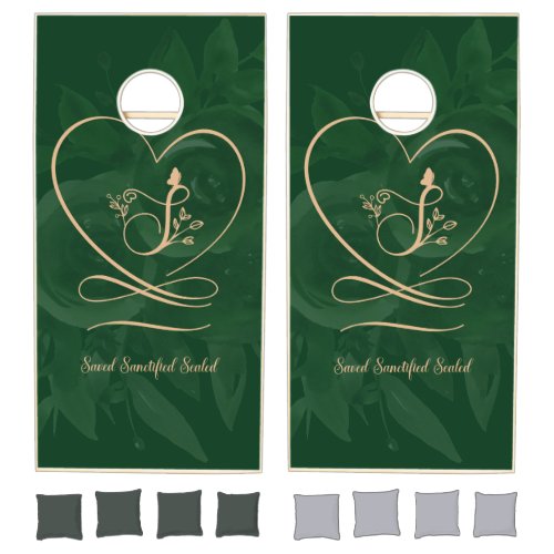 Saved 2 deep forest Love Letter Design Cornhole Set