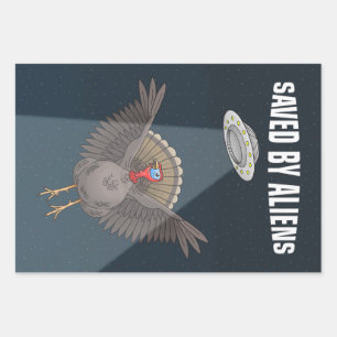 Saved By Aliens on Thanksgiving Wrapping Paper Sheets