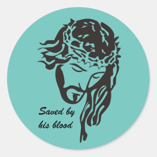 Saved By Blood Jesus Crown of Thorns  Classic Round Sticker