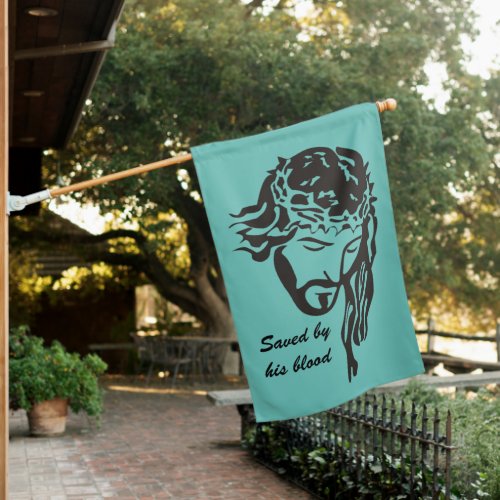 Saved By Blood Jesus Crown of Thorns   House Flag