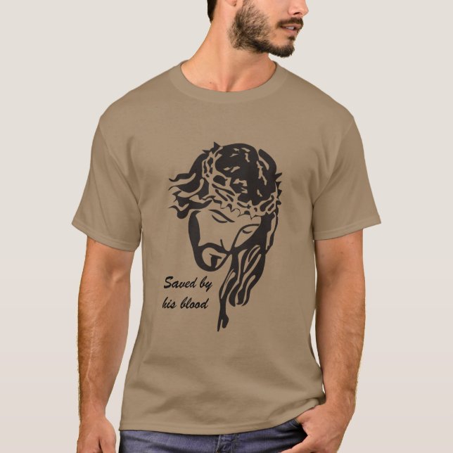 Saved By Blood Jesus Crown of Thorns  T-Shirt (Front)