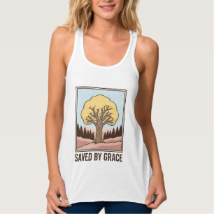 Saved by Grace Christian Tree Vintage Shirt Design