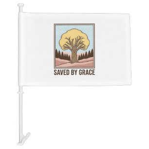Saved by Grace Christian Tree Vintage Shirt Design Car Flag