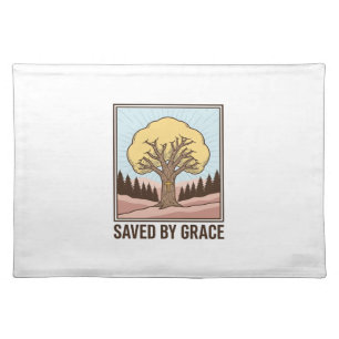 Saved by Grace Christian Tree Vintage Shirt Design Cloth Placemat
