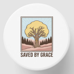 Saved by Grace Christian Tree Vintage Shirt Design Mini Candle Favors