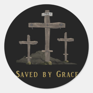 saved by grace classic round sticker