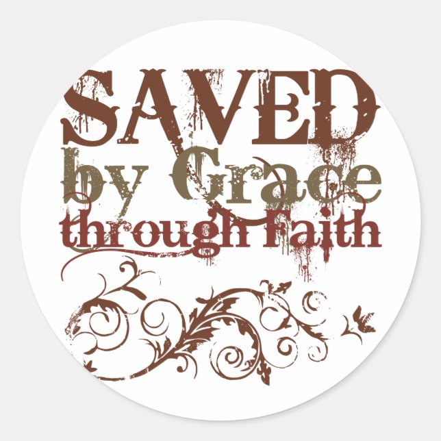 Saved by Grace Classic Round Sticker (Front)