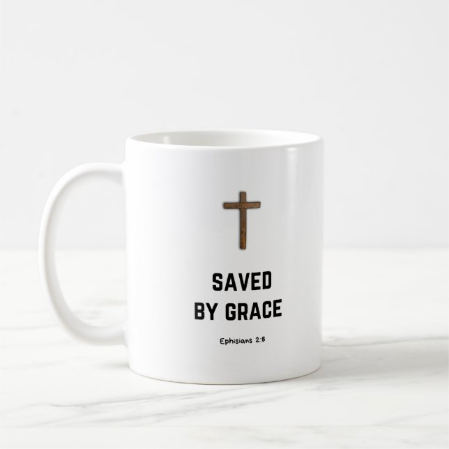 Saved by grace coffee mug (Left)