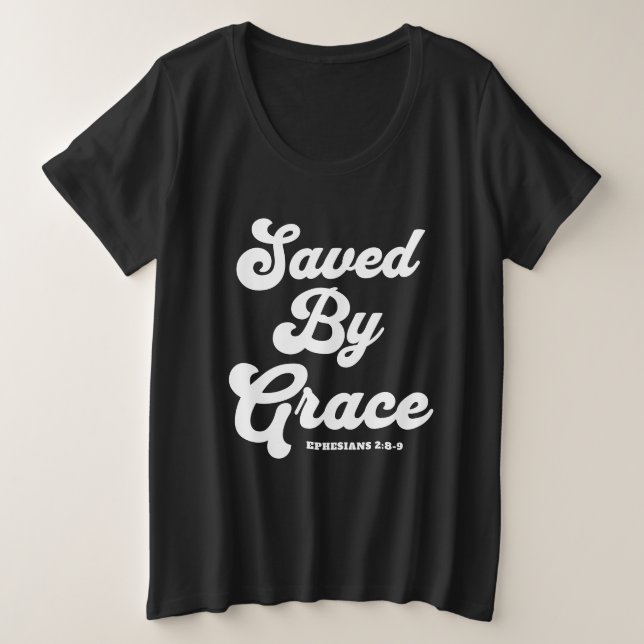 Saved By Grace Ephesians 2:8-9 Basic Dark T-Shirt (Design Front)