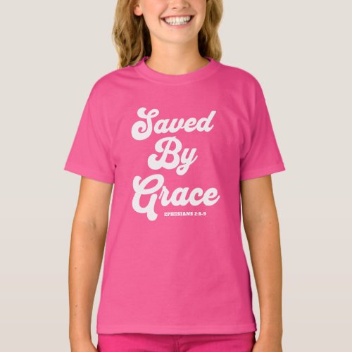 Saved By Grace Ephesians 28_9 Basic Dark  T_Shirt