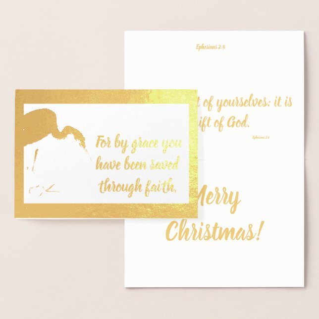 Saved by Grace Ephesians Egret Christmas Foil Card (Display)