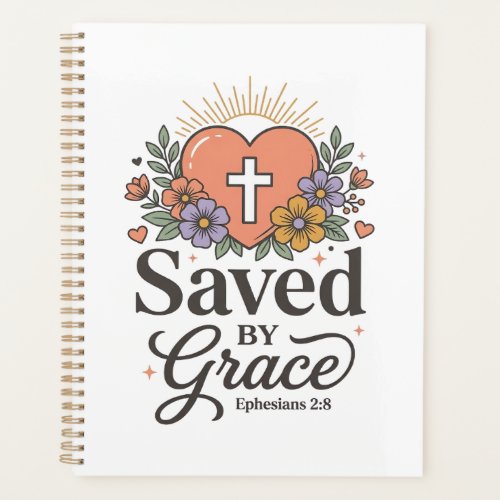 Saved By Grace Floral Christian Vector Shirt Planner