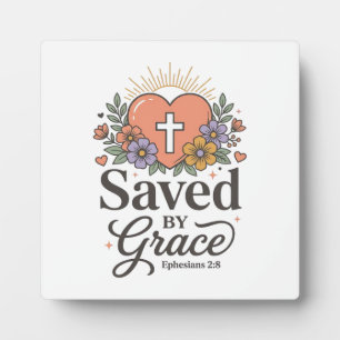 Saved By Grace Floral Christian Vector Shirt Plaque
