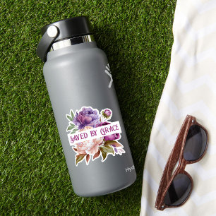 Saved By Grace Floral Custom-Cut Vinyl Sticker