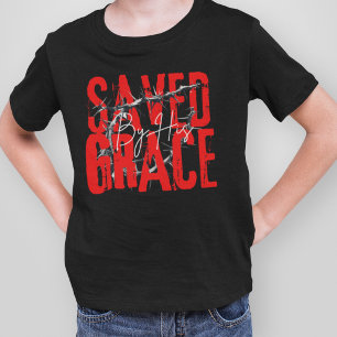 Saved By Grace - God Jesus Christ Faith Boys T-Shirt