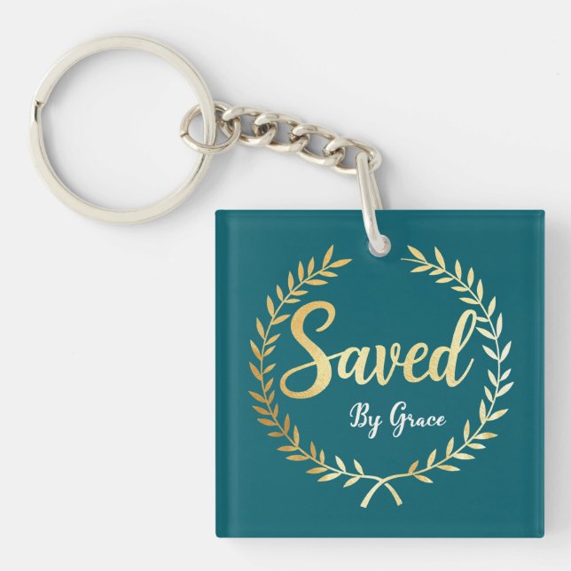 Saved by Grace Keychain – Gift for Faithful Dad (Front)