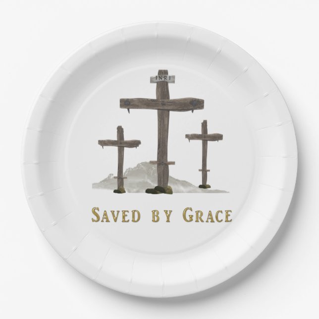 saved by grace paper plates (Front)